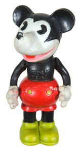 "MICKEY MOUSE" RARE LARGE SIZE VARIATION BISQUE W/MOVABLE ARMS.