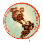 "PAN-AMERICAN EXPOSITION" WITH MONKEYS FORMING CONTINENTS.