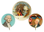 TRIO OF EARLY AND RARE GEORGE WASHINGTON BUTTONS.