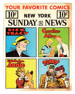 "NEW YORK SUNDAY NEWS" NEWSPAPER COMIC STRIP CHARACTERS SIGN.