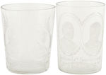 GROUP OF FIVE ETCHED GLASS JUGATE TUMBLERS FEATURING McKINLEY, HOBART, ROOSEVELT, BRYAN AND SEWALL.