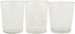 GROUP OF FIVE ETCHED GLASS JUGATE TUMBLERS FEATURING McKINLEY, HOBART, ROOSEVELT, BRYAN AND SEWALL.