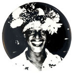 MARSHA P. JOHNSON AFRICAN AMERICAN TRANSGENDER ACTIVIST PORTRAIT BUTTON FROM 1992.