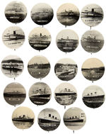 OCEAN LINERS AND FERRIES GROUP OF 19 HIGH QUALITY REAL PHOTO BUTTONS.