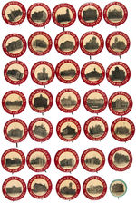 COLUMBUS OHIO DEPARTMENT STORE ISSUED GROUP OF 34 PUBLIC SCHOOL BUTTONS.