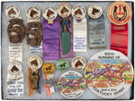 KENTUCKY DERBY COLLECTION OF 14 BUTTONS WITH DATED EXAMPLES SPANNING 1953-1987.