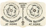 BOSTON AMERICANS AND BOSTON NATIONALS THREE EARLY CELLULOID SCHEDULE NOVELTIES.