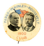 RARE JUGATE WITH RARE IMPRINT FROM FARGO NORTH DAKOTA FOR McKINLEY AND ROOSEVELT.