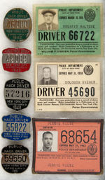 FIVE “PUBLIC HACK DRIVER” METAL LICENSES PLUS THREE PHOTOGRAPHIC LICENSES.