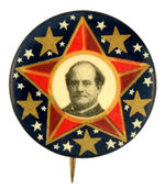 BRYAN 1908 GRAPHIC BUTTON WITH MOTIF OF STARS.