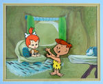 THE FLINTSTONES PRODUCTION ANIMATION CEL DISPLAY.