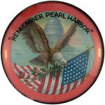 "'REMEMBER PEARL HARBOR'" 6.5" GLASS DOMED WALL PLAQUE.