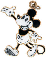 MICKEY MOUSE RARE 1930s ENAMEL AND 14 KARAT GOLD CHARM.