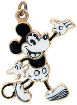 MICKEY MOUSE RARE 1930s ENAMEL AND 14 KARAT GOLD CHARM.