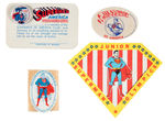 SUPERMAN 1960S GROUP OF FIVE:  MEMBERSHIP CARD/BUTTON & THREE STICKERS/PATCH.