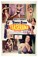 BETTIE PAGE & TEMPEST STORM "TEASERAMA" BURLESQUE MOVIE POSTER.