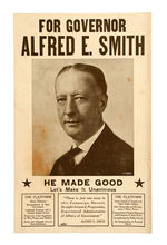 "FOR GOVERNOR ALFRED E. SMITH" 1920s THIN CARDBOARD SIGN.