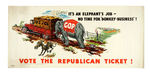 FULL COLOR 1932 GOP POSTER WITH FAMOUS "ELEPHANTS JOB/NO DONKEY BUSINESS" SCENE.
