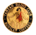 "TARZAN RADIO CLUB/BURSLEY COFFEES" RARE METAL BADGE.