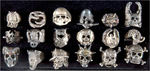 SKULL AND RELATED FANTASY 18 RINGS MOSTLY MARKED “G&S” WITH 1984-1990 COPYRIGHT DATES.