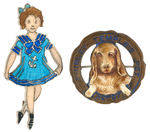 SHIRLEY TEMPLE AND HER PET DOG RARELY SEEN PAIR OF ENAMEL PINS.