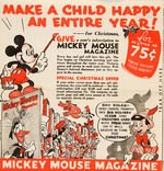 “MICKEY MOUSE MAGAZINE” CHRISTMAS GIFT SUBSCRIPTION PROMOTIONAL MAILER/ORDER FORM.