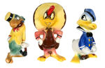 THE THREE CABALLEROS LARGE SIZE FIGURINE SET BY AMERICAN POTTERY.