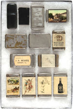 FIGURAL DOMINO PLUS 12 ADVERTISING SAFES MOST CELLULOID WRAPPED.