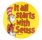 DOCTOR SEUSS CAT IN THE HAT LARGE 4" PROMO BUTTON.
