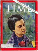 "INDIRA GANDHI" AUTOGRAPHED 1966 TIME MAGAZINE COVER.