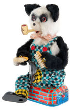 "SMOKING AND SHOE SHINING PANDA BEAR" BOXED BATTERY TOY.