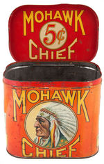 “MOHAWK CHIEF” CIGAR TIN WITH NATIVE AMERICAN GRAPHICS.