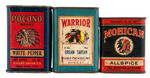 SPICE TINS TRIO WITH NATIVE AMERICAN GRAPHICS.