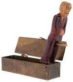 MAN IN COFFIN RISQUE FOLK ART SPRING LOADED NOVELTY.