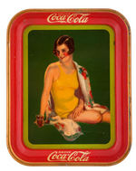 "DRINK COCA-COLA" 1929 SERVING TRAY WITH BATHING BEAUTY.