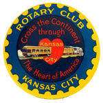 KANSAS CITY GRAPHIC  PROMOTION BUTTON C. 1920 FEATURING PASSENGER TRAIN.