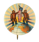 NORTH POLE EXPLORERS SUPERB EARLY MULTICOLOR BUTTON.