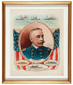 SPANISH AMERICAN WAR "ADMIRAL GEORGE DEWEY" PORTRAITS SIX PIECE FRAMED LOT.