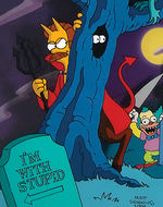 "THE SIMPSONS - TREEHOUSE OF HORROR" MATT GROENING SIGNED LIMITED EDITION ANIMATION CEL DISPLAY.