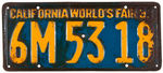 NYWF 1938/1939/1940 LICENSE PLATES.