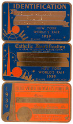 NYWF 1939 ENAMELED BRASS I.D. CARDS WITH TRYLON & PERISPHERE.