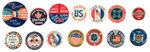 GRAPHIC PATRIOTIC BUTTONS:  SPANISH AMERICAN WAR (1) WORLD WAR I (13).