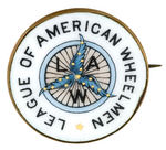 "LEAGUE OF AMERICAN WHEELMEN" BEAUTIFUL PORCELAIN BADGE.