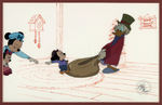 "MICKEY'S CHRISTMAS CAROL" SCROOGE & CRACHITS FRAMED ANIMATION CEL.