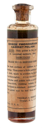 "EDISON PHONOGRAPH CABINET POLISH" SEALED BOTTLE.