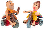 "FLINTSTONE TRICYCLE" MARX TOY WIND-UP PAIR WITH BOX.