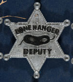 "THE LONE RANGER BADGES" STORE DISPLAY CARD.