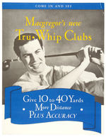 "MacGREGOR'S NEW TRU-WHIP CLUBS" WITH HATLESS GOLFER.