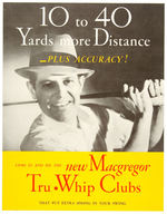 "NEW MacGREGOR TRU-WHIP CLUBS" VARIETY POSTER WITH HATTED GOLFER.