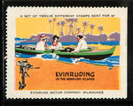 "EVINRUDE" MOTOR BOAT ENGINES POSTER STAMP SET OF 12.